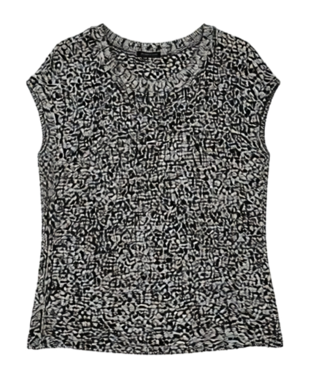Eileen Fisher Salt & Pepper Boucle Split Back Top Medium - Picture 1 of 11